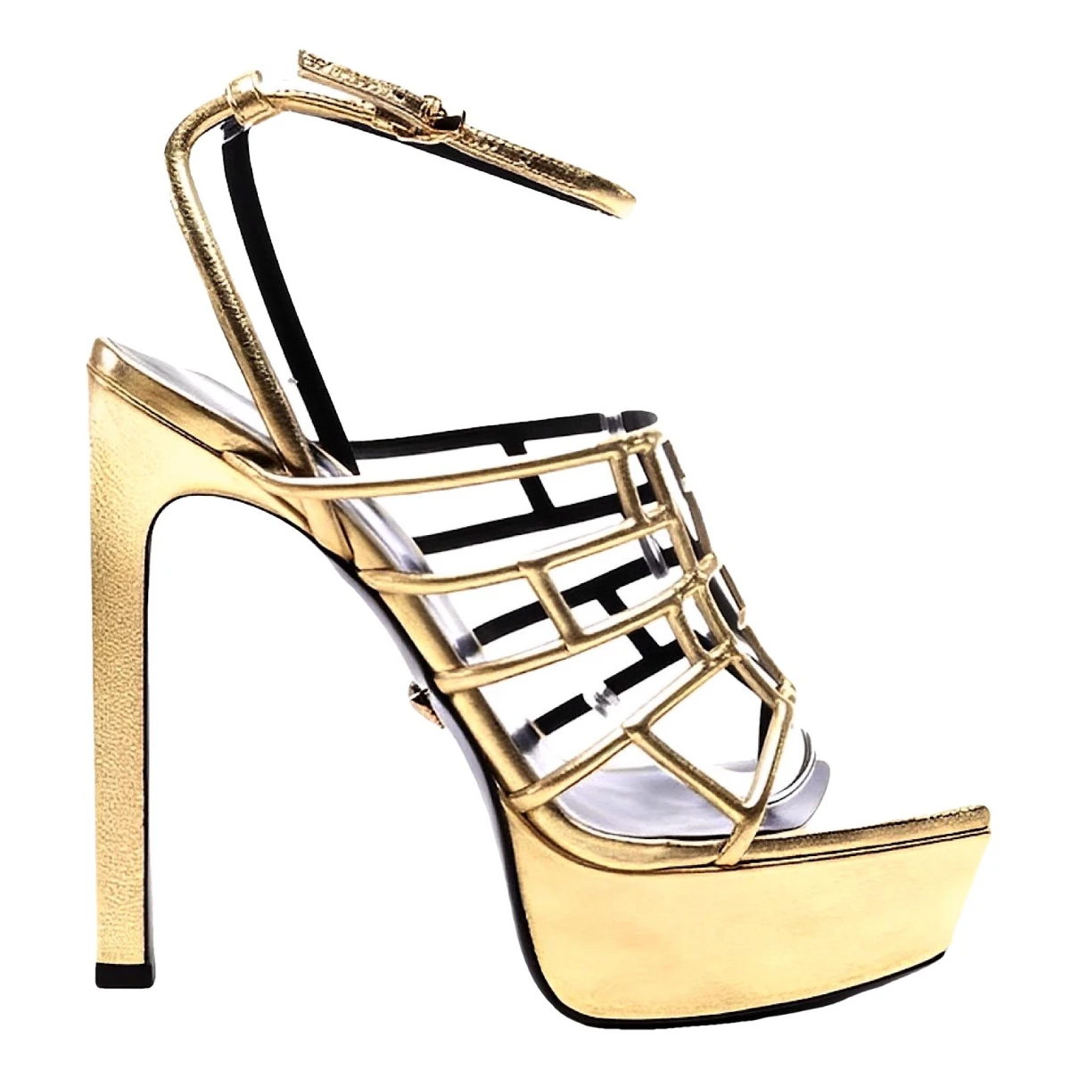 Pre-owned Versace Leather Sandals In Gold