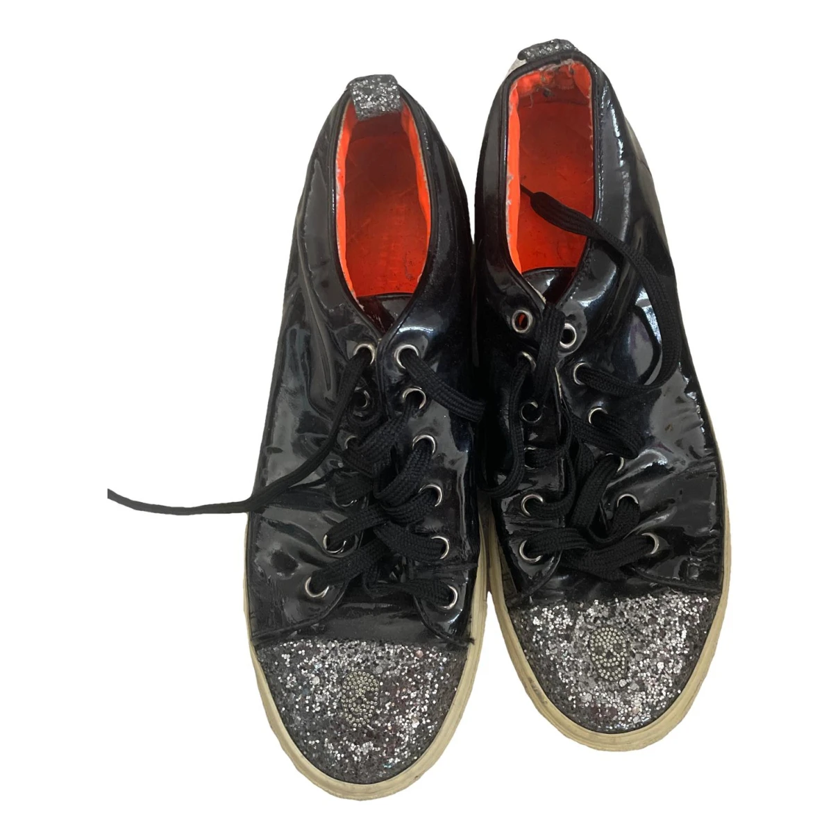 Pre-owned Philipp Plein Patent Leather Trainers In Black