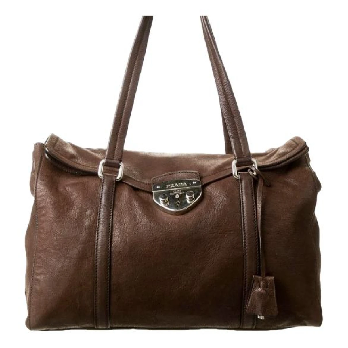 Pre-owned Prada Moon Leather Tote In Brown