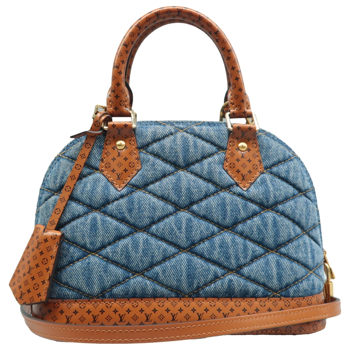 Pre-owned Louis Vuitton Alma Cloth Satchel In Blue