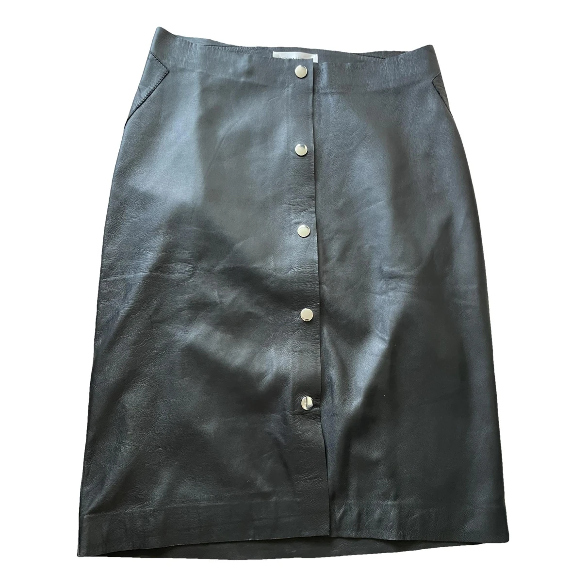 Pre-owned Victoria Beckham Leather Mid-length Skirt In Black