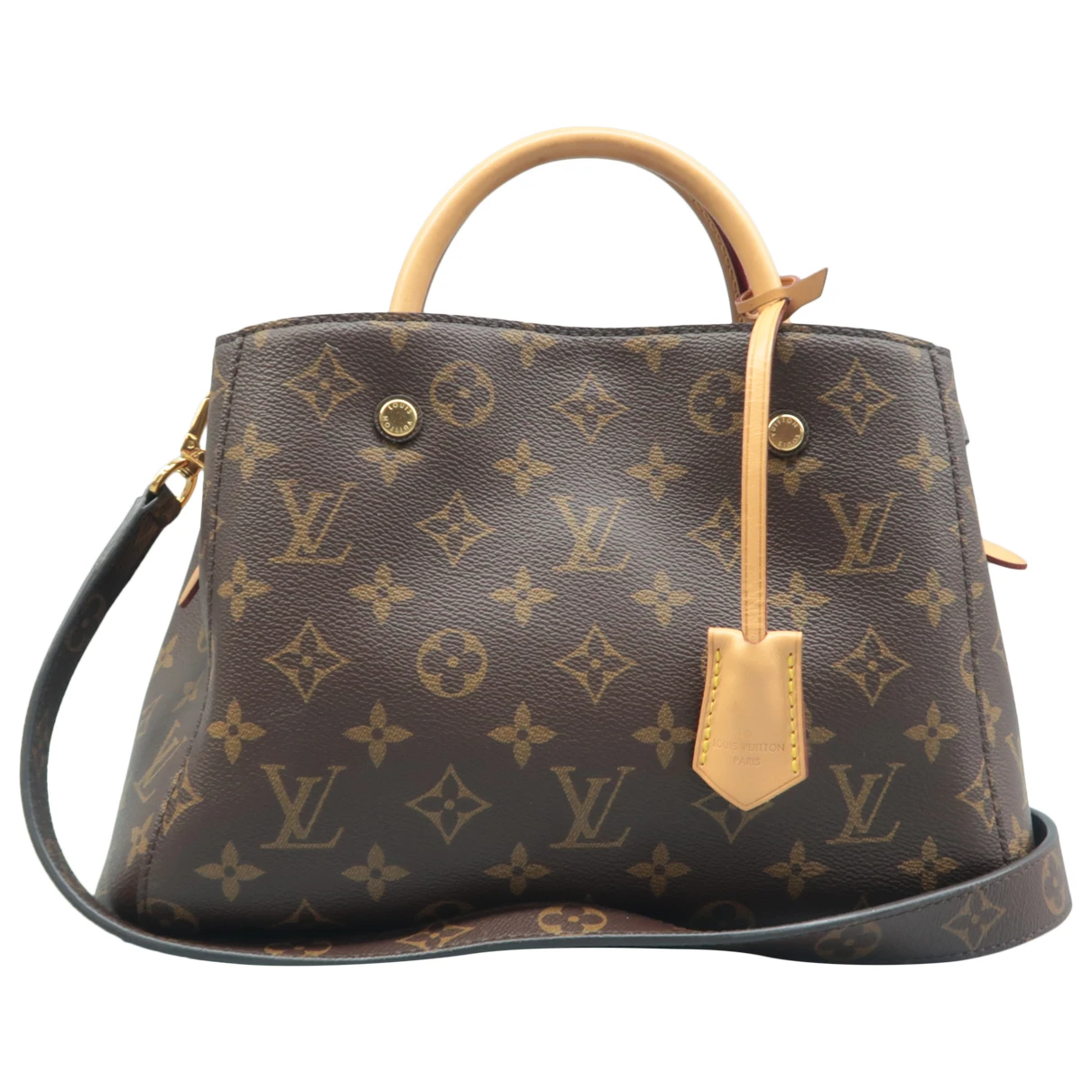 Pre-owned Louis Vuitton Montaigne Leather Satchel In Brown