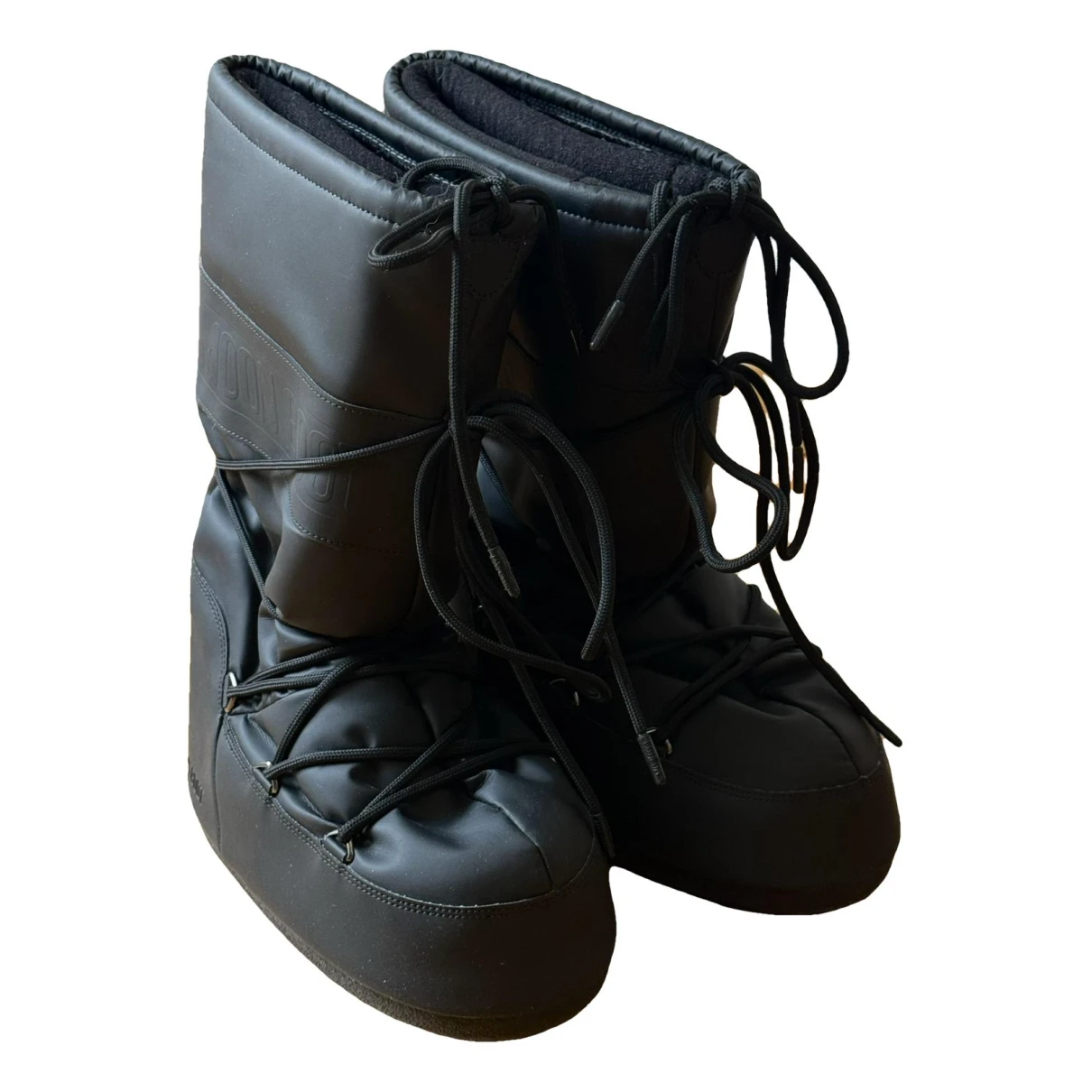 Pre-owned Moon Boot Vegan Leather Boots In Black