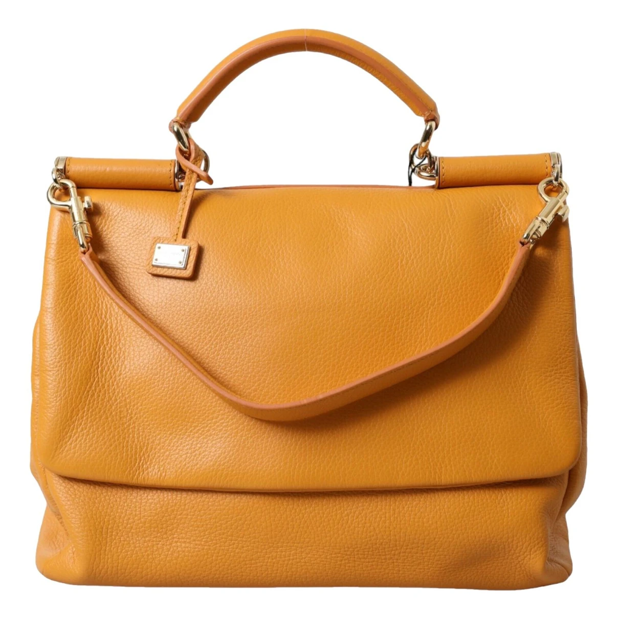 Pre-owned Dolce & Gabbana Sicily Leather Handbag In Orange