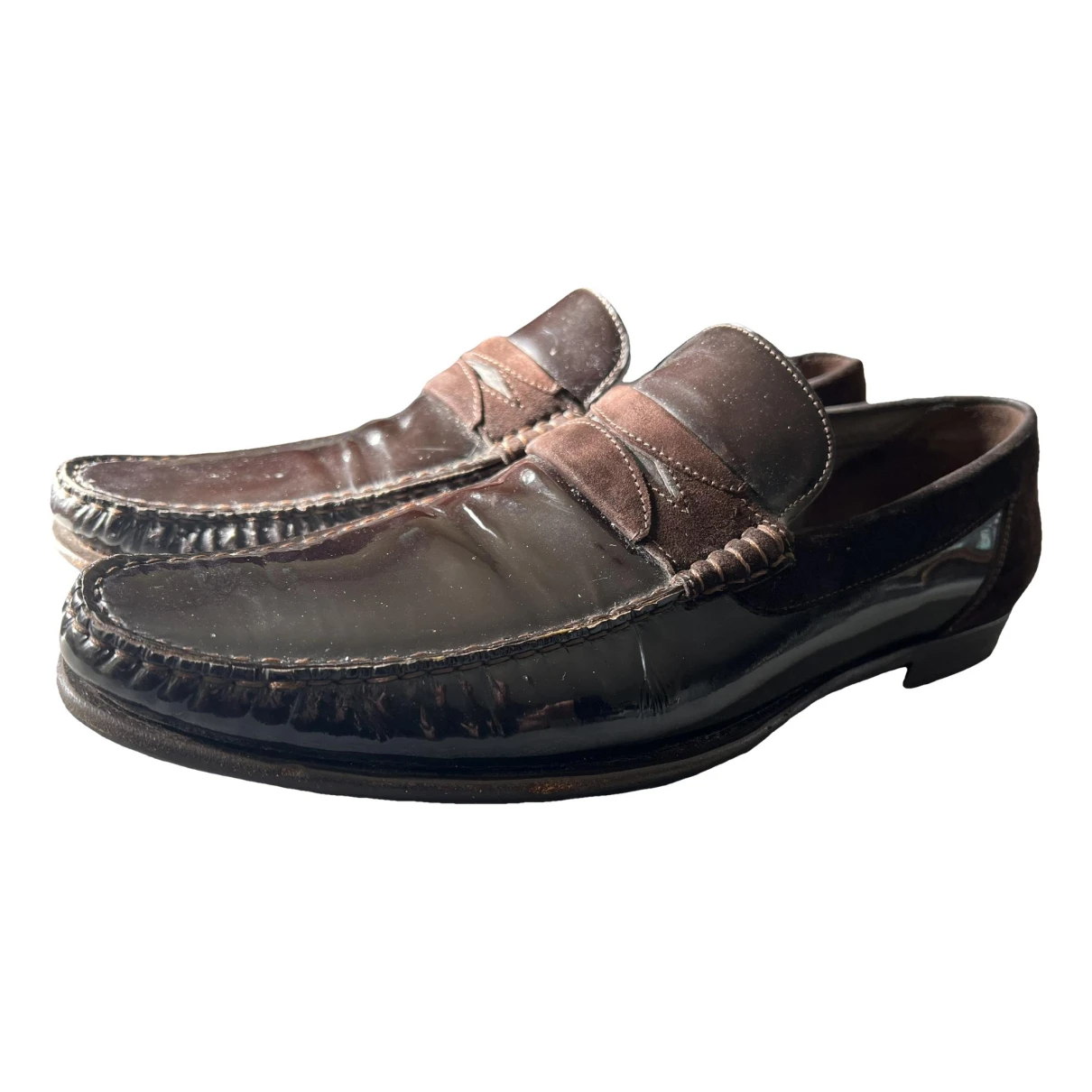 Pre-owned Dolce & Gabbana Patent Leather Flats In Brown