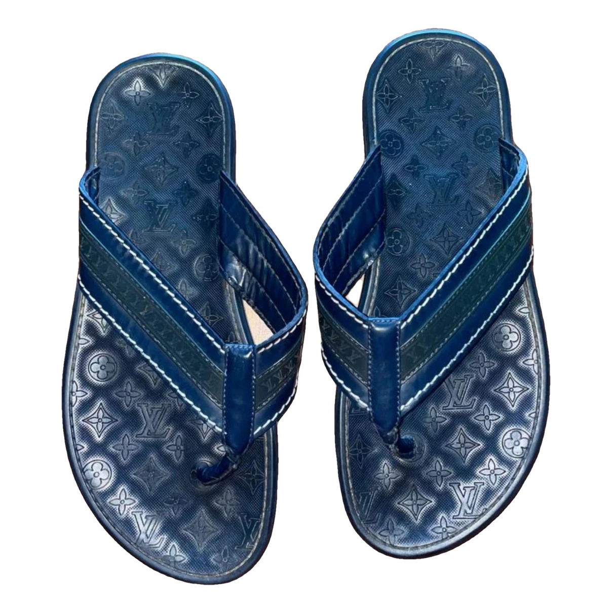 Pre-owned Louis Vuitton Molitor Leather Sandals In Navy