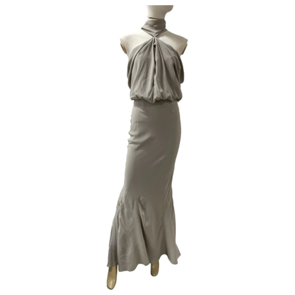 Pre-owned Dior Silk Maxi Dress In Grey