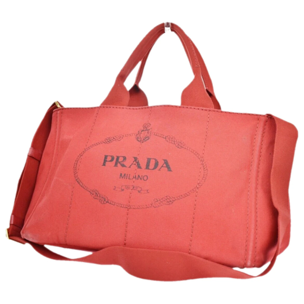 Pre-owned Prada Cloth Tote In Red