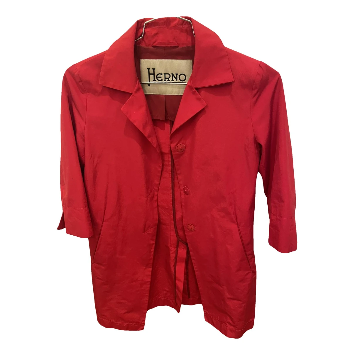 Pre-owned Herno Trench Coat In Red
