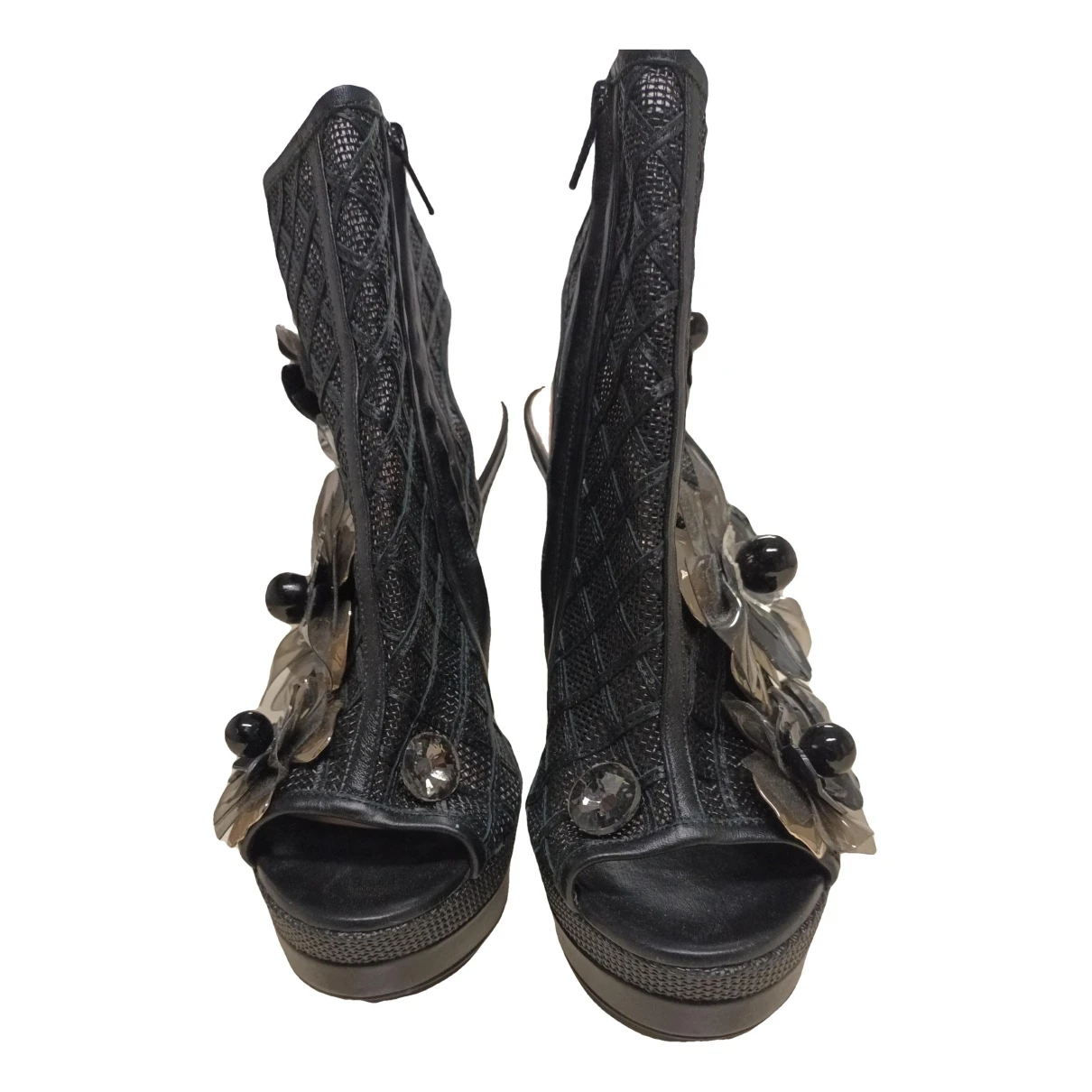 Pre-owned Versace Leather Sandal In Black