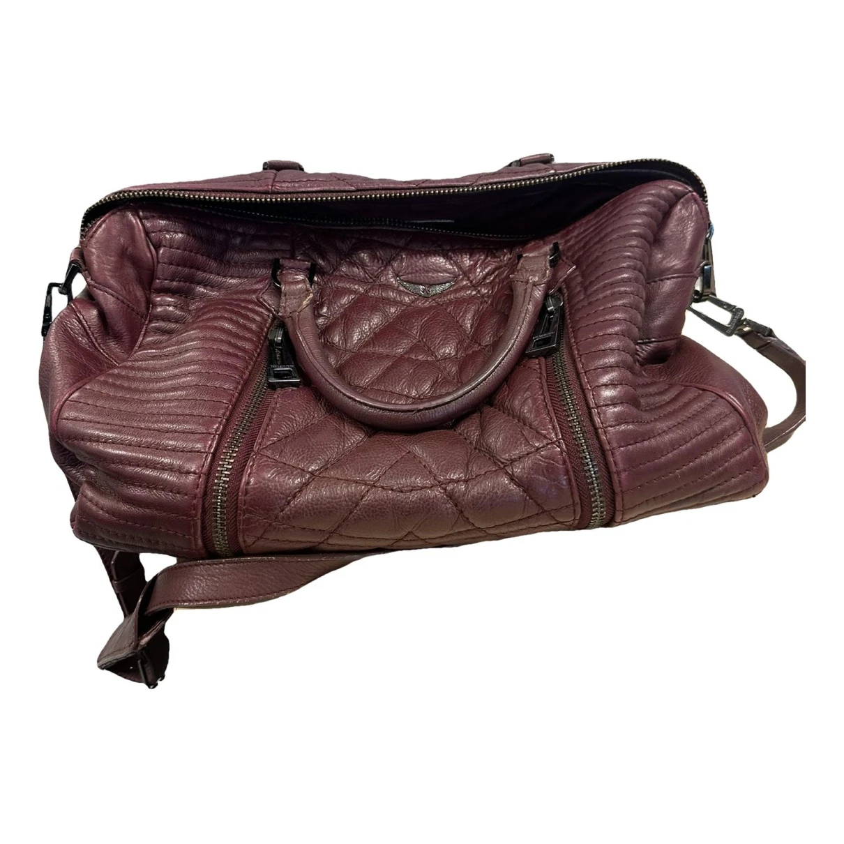 Pre-owned Zadig & Voltaire Sunny Leather Handbag In Burgundy