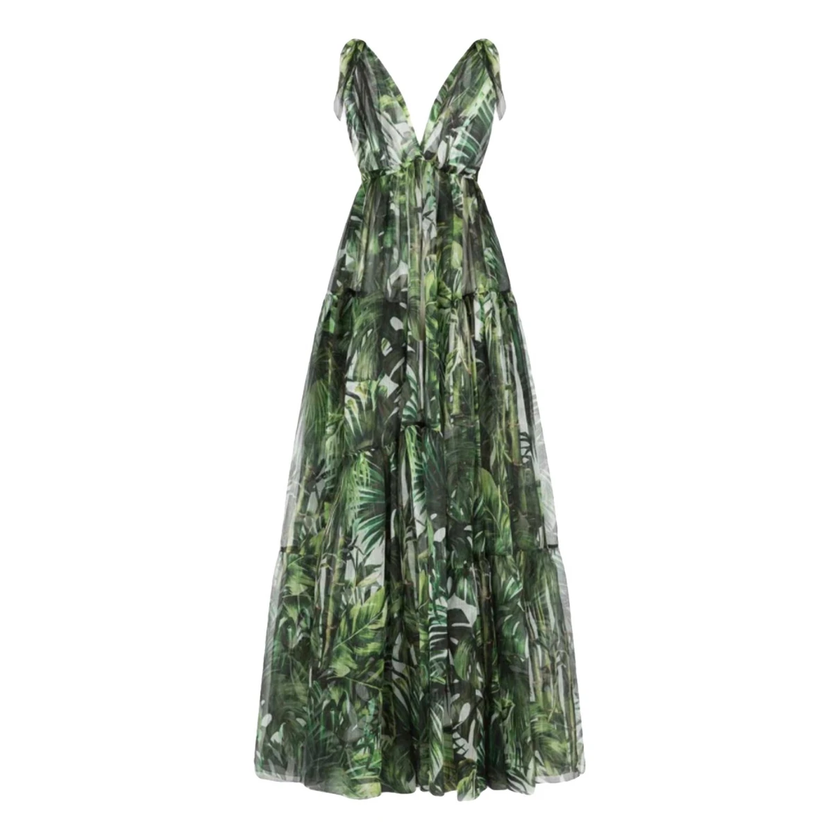 Pre-owned Dolce & Gabbana Silk Maxi Dress In Green