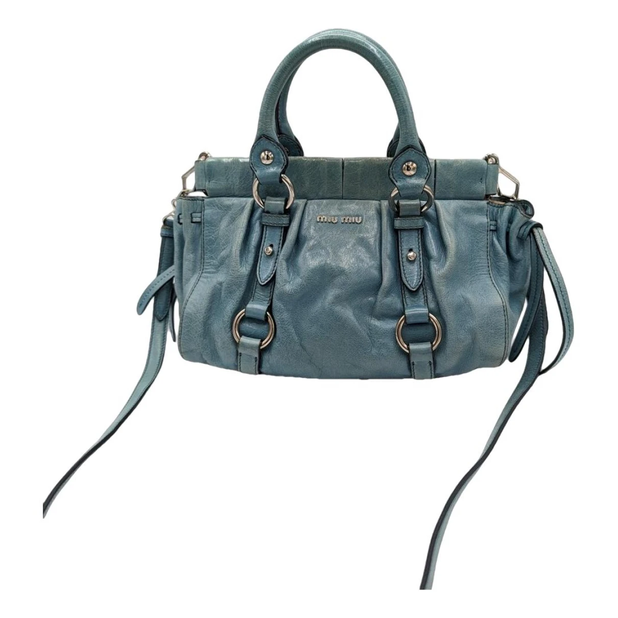 Pre-owned Miu Miu Vitello Leather Handbag In Blue