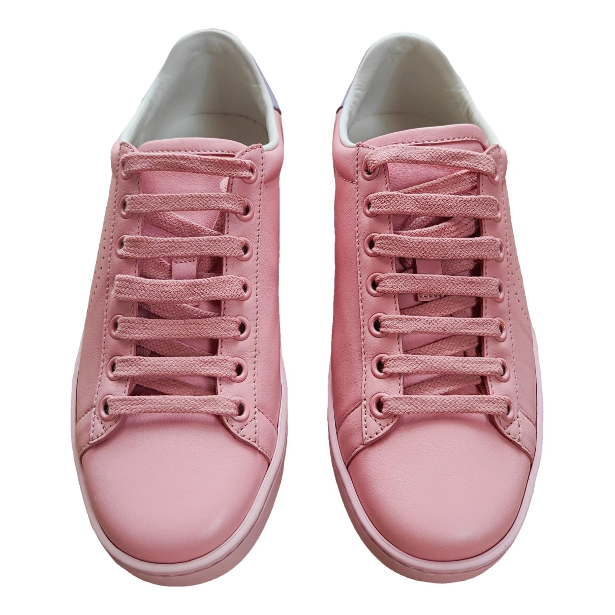 Pre-owned Gucci Ace Leather Trainers In Pink