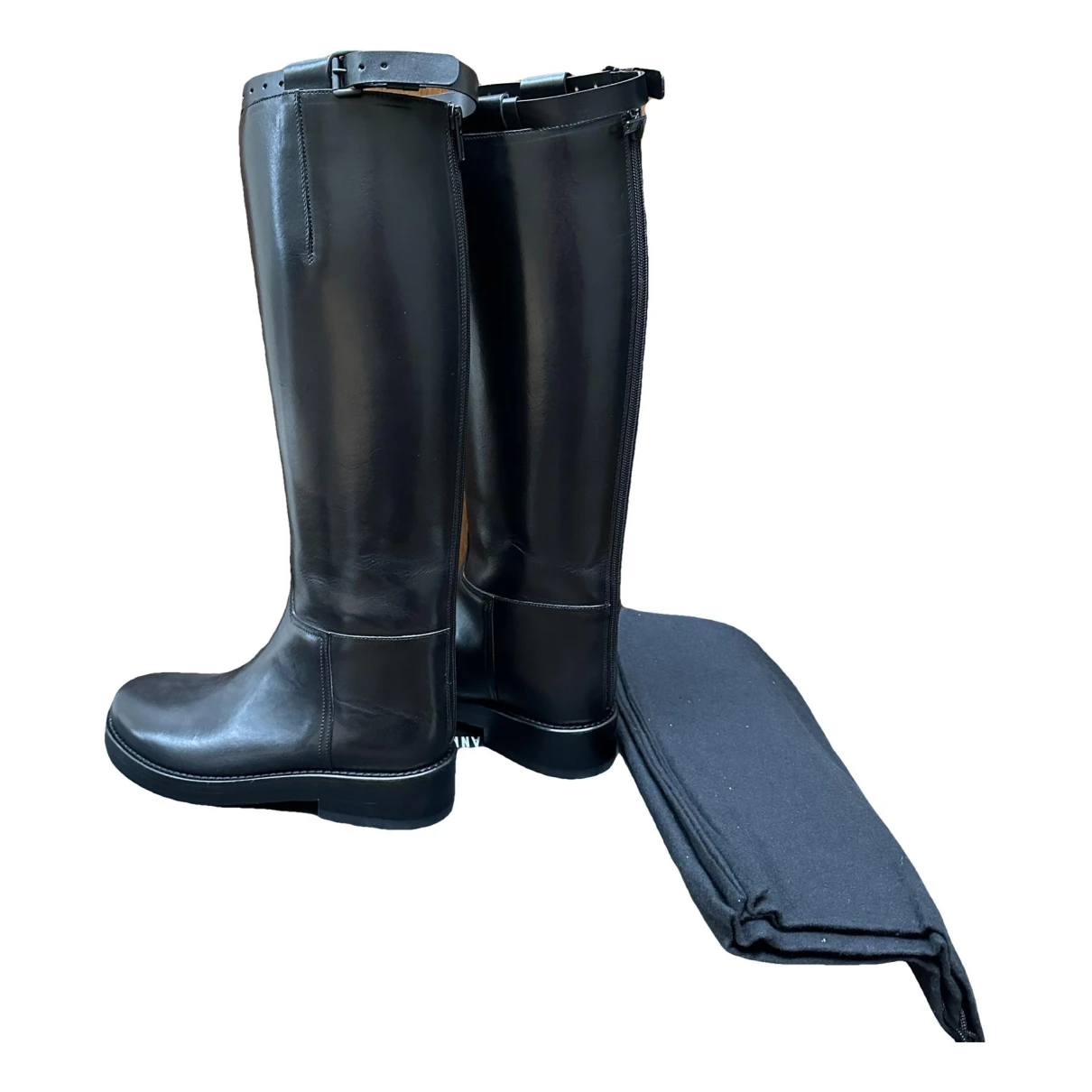 Pre-owned Ann Demeulemeester Leather Riding Boots In Black