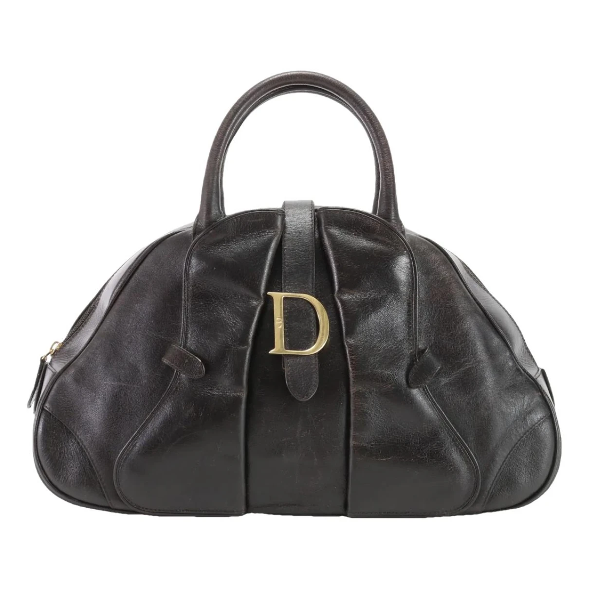 Pre-owned Dior Saddle Bowler Leather Tote In Brown