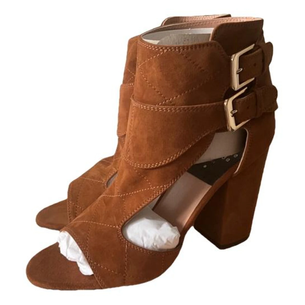 Pre-owned Laurence Dacade Open Toe Boots In Camel