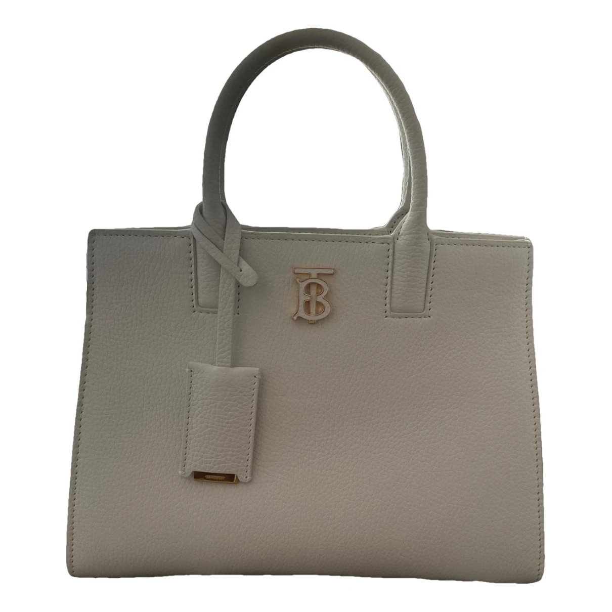 Pre-owned Burberry Tb Frances Mini Leather Handbag In White