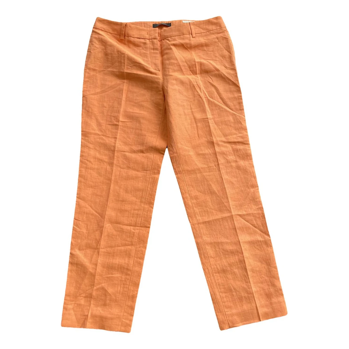 Pre-owned Max Mara Linen Trousers In Orange