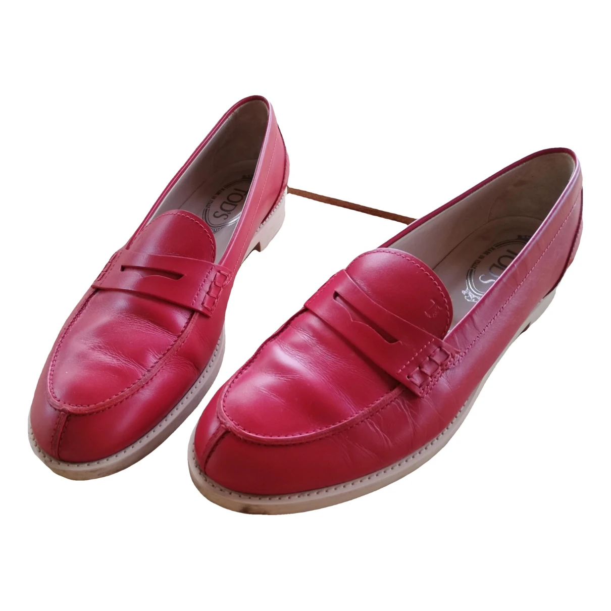 Pre-owned Tod's Leather Flats In Red