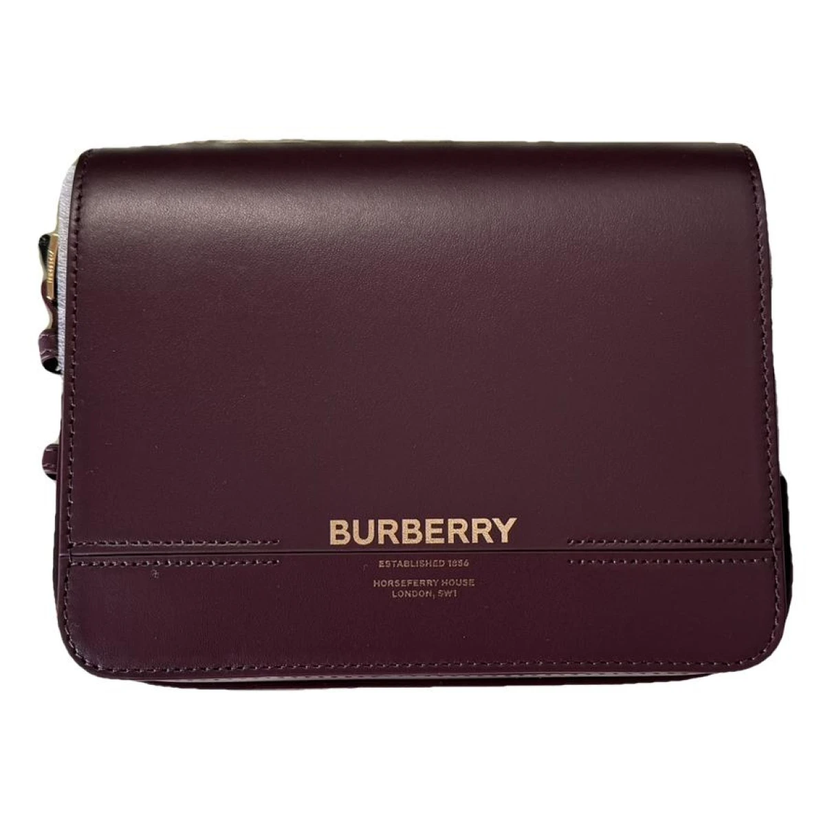 Pre-owned Burberry Grace Leather Tote In Burgundy