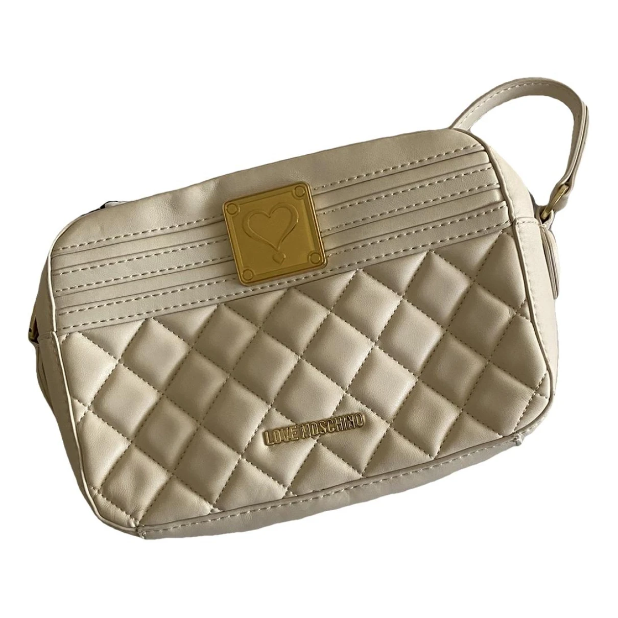 Pre-owned Moschino Love Leather Crossbody Bag In Beige