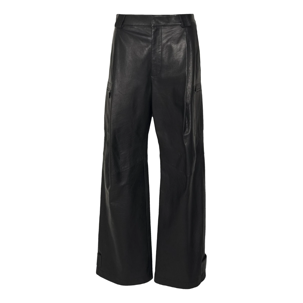 Pre-owned Emporio Armani Leather Trousers In Black
