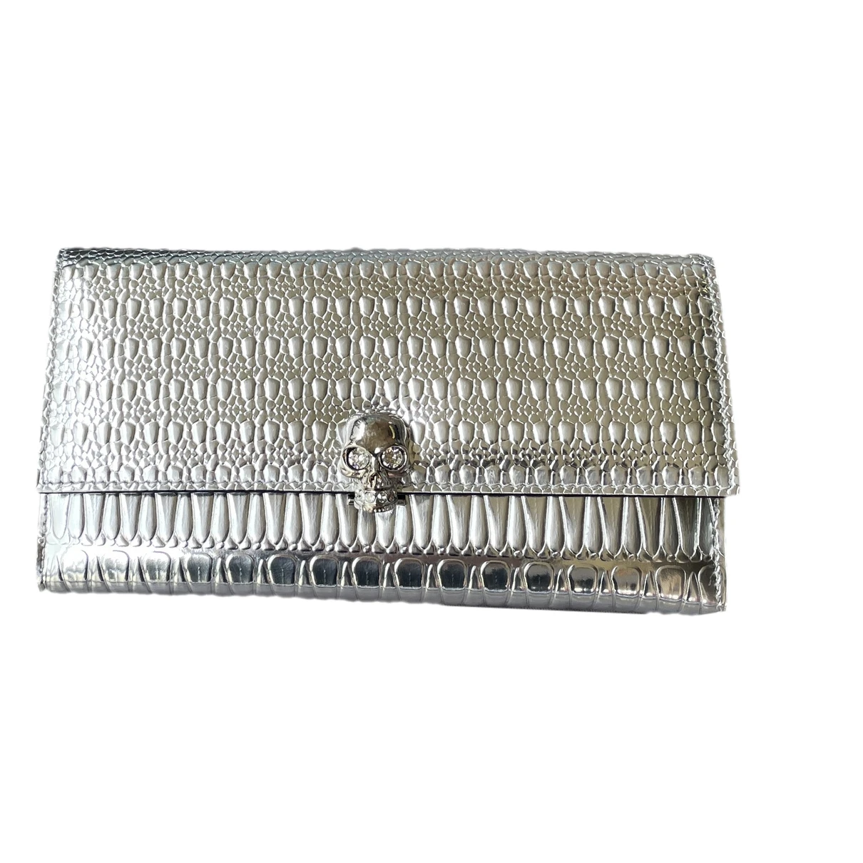 Pre-owned Alexander Mcqueen Leather Wallet In Silver