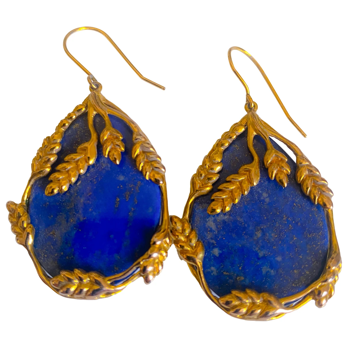 Pre-owned Aurelie Bidermann Yellow Gold Earrings In Blue