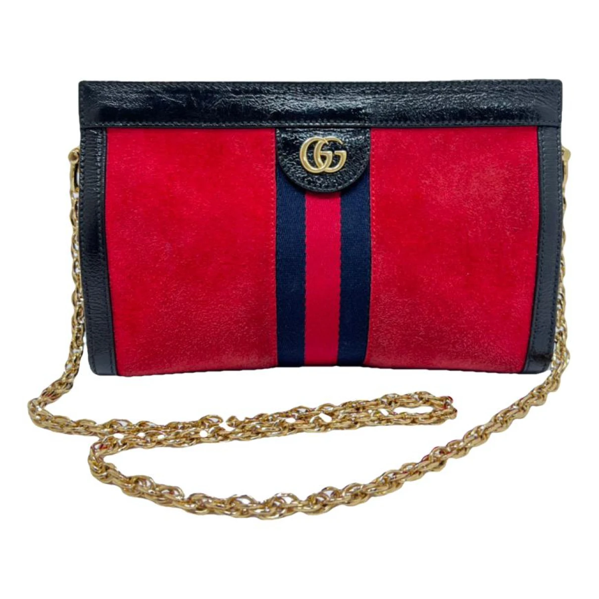 Pre-owned Gucci Ophidia Chain Leather Handbag In Red