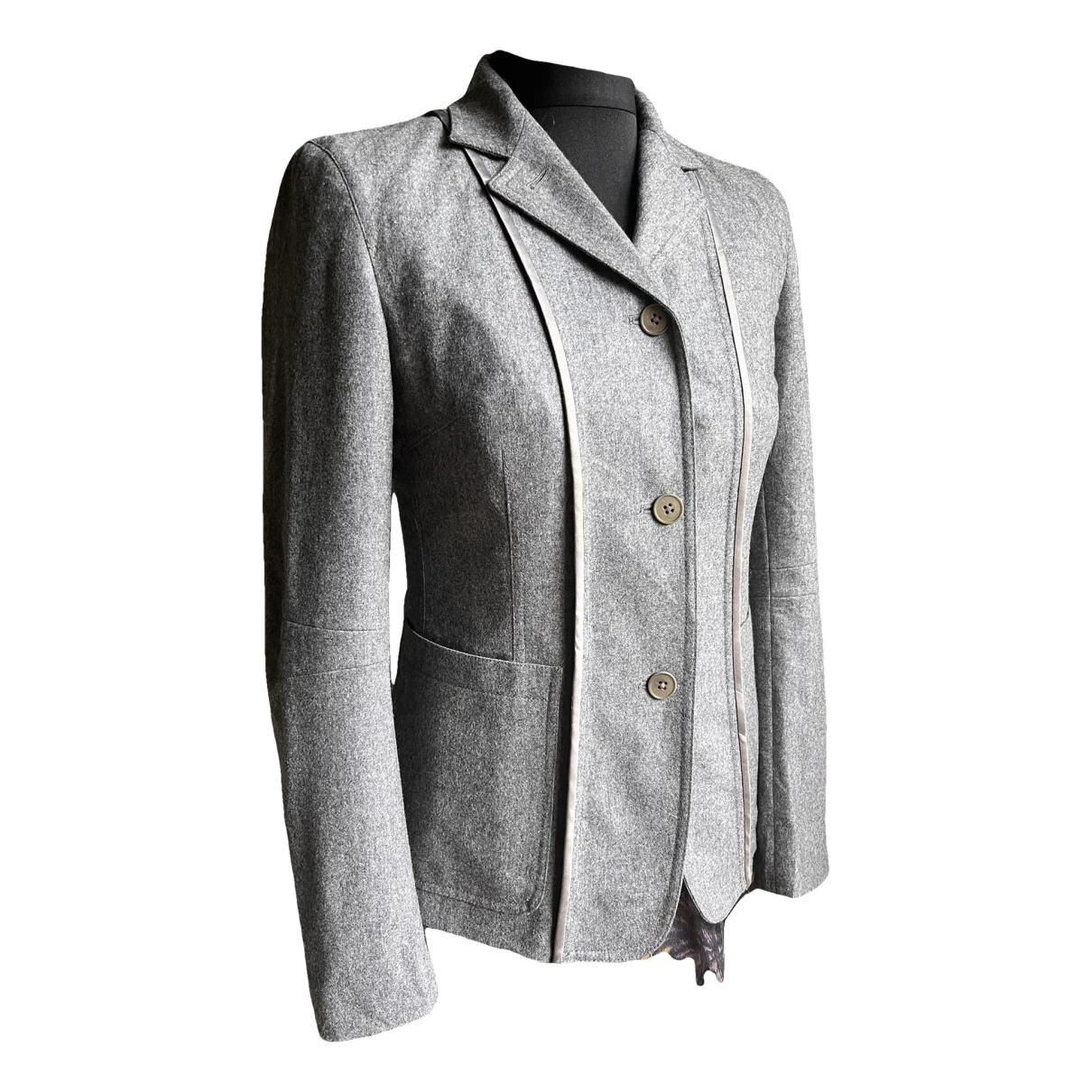 Pre-owned Dkny Wool Jacket In Grey