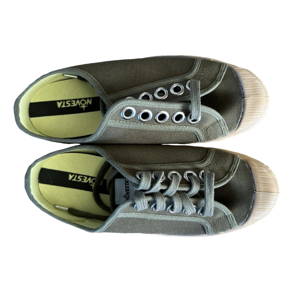 Pre-owned Novesta Cloth Trainers In Khaki