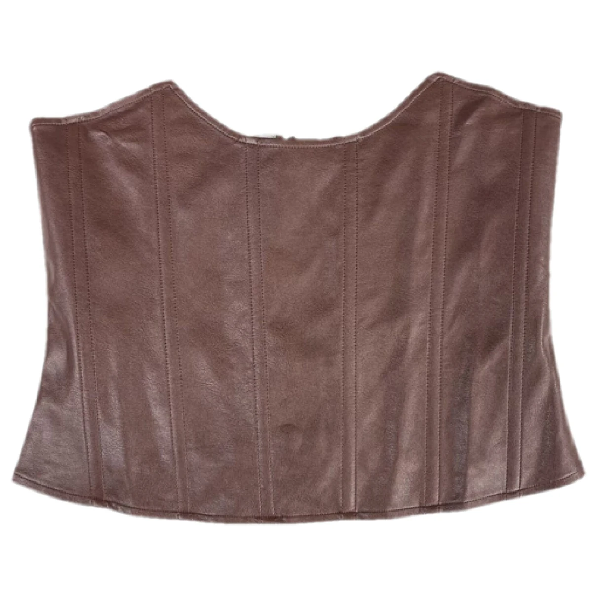 Pre-owned Miaou Vegan Leather Corset In Brown
