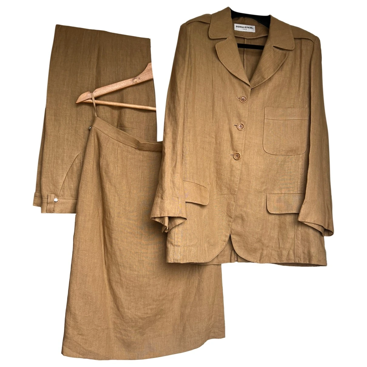 Pre-owned Sonia Rykiel Linen Suit Jacket In Camel