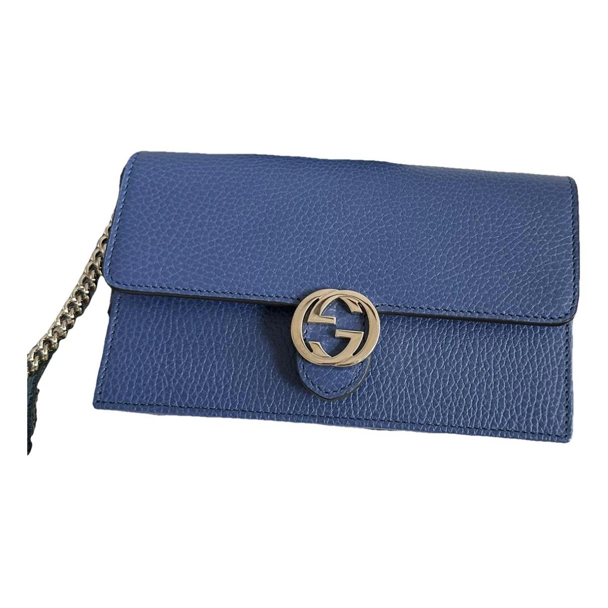 Pre-owned Gucci Leather Clutch Bag In Blue
