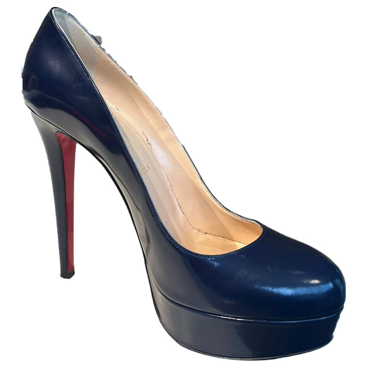 Pre-owned Christian Louboutin Bianca Leather Heels In Blue