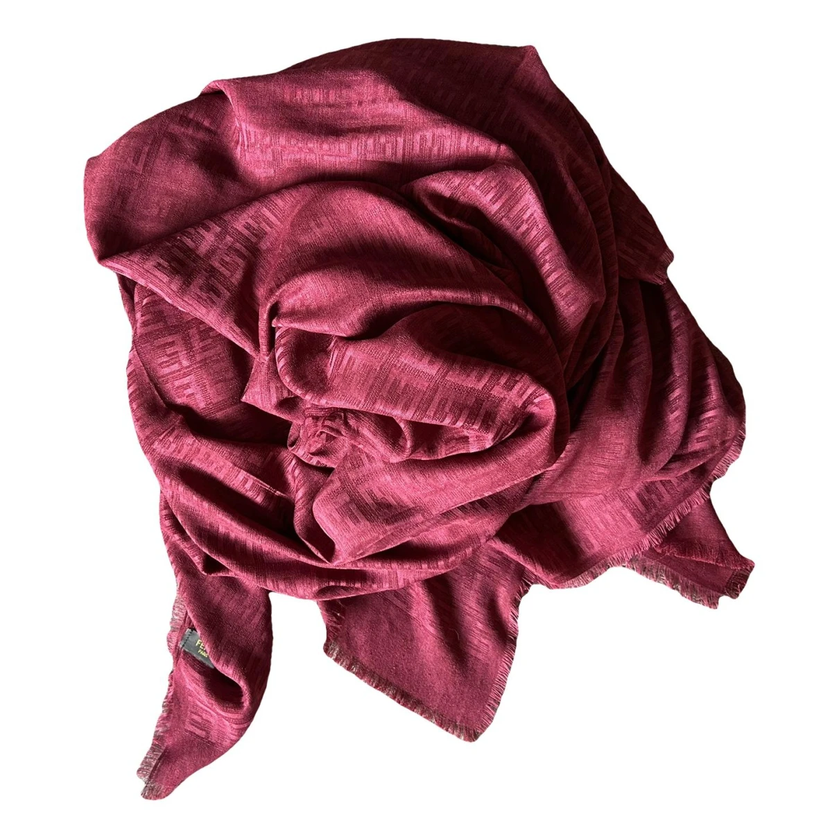 Pre-owned Fendi Silk Handkerchief In Burgundy