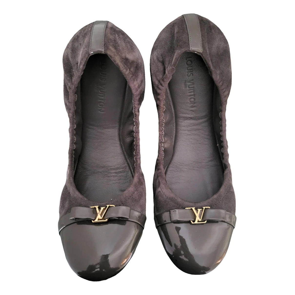 Pre-owned Louis Vuitton Leather Ballet Flats In Grey
