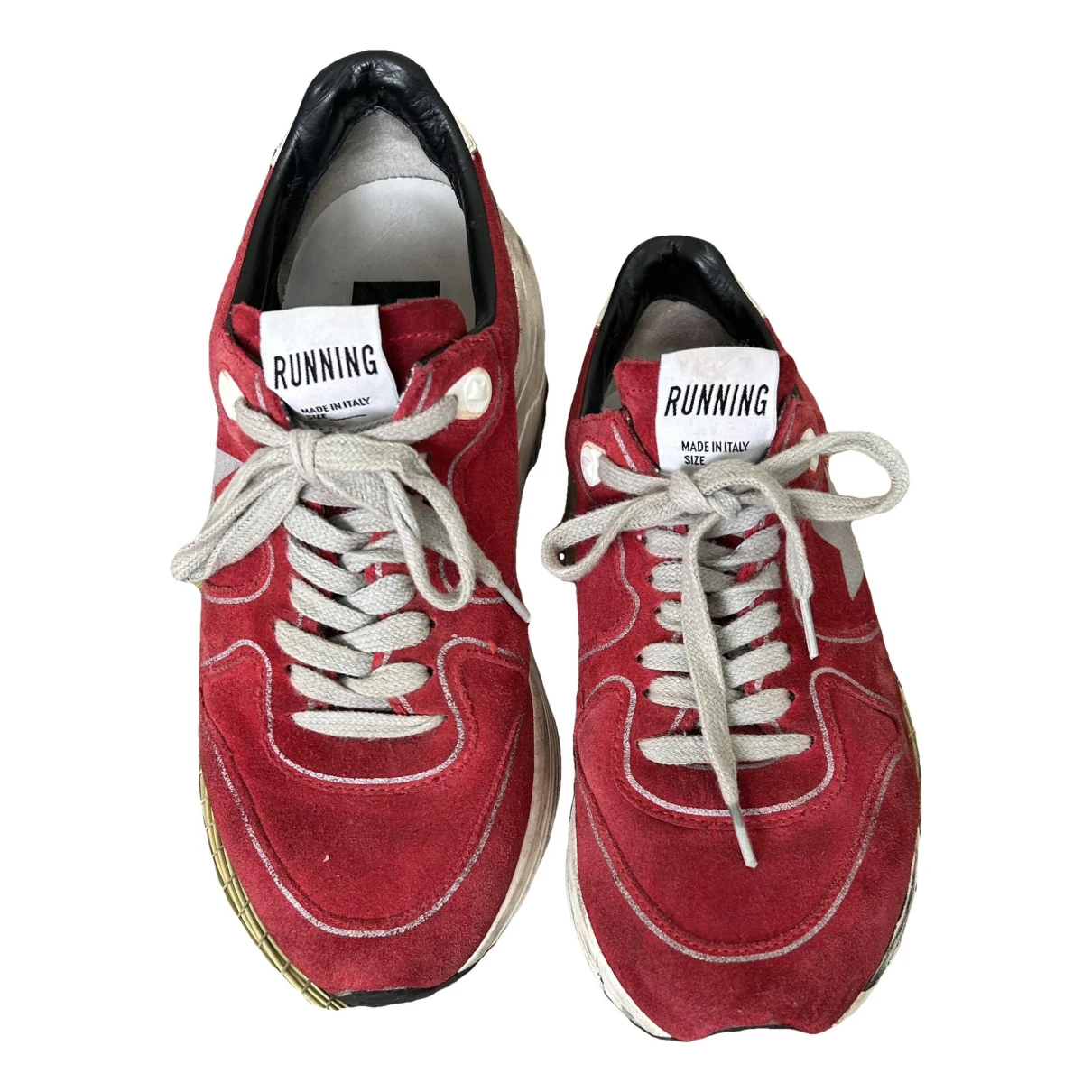Pre-owned Golden Goose Running Leather Trainers In Red