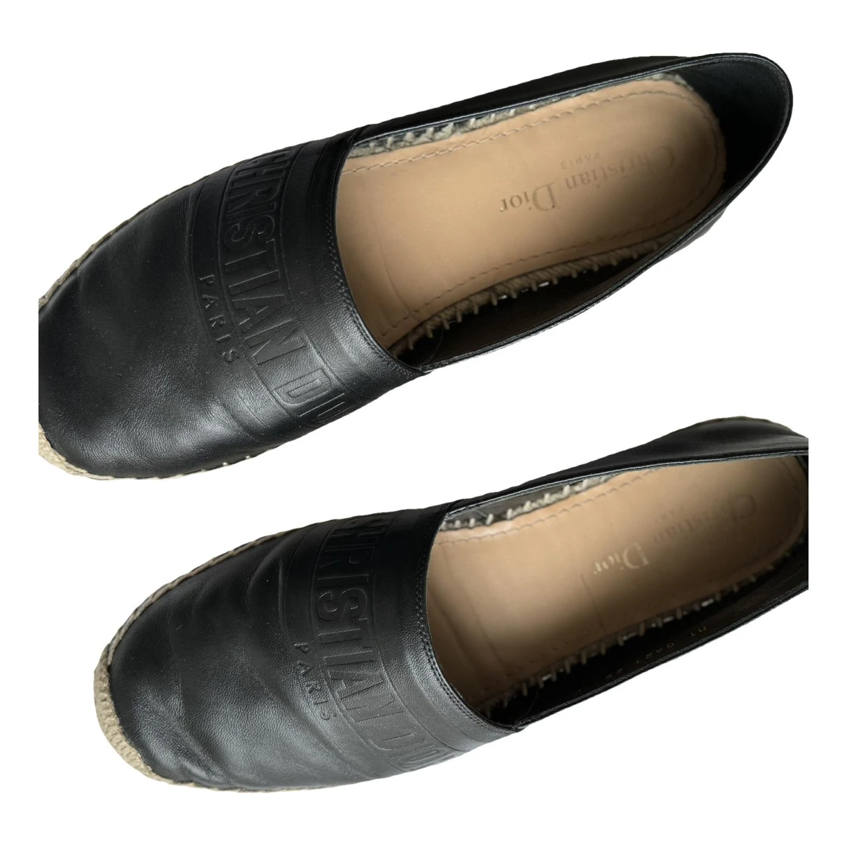Pre-owned Dior Leather Espadrilles In Black