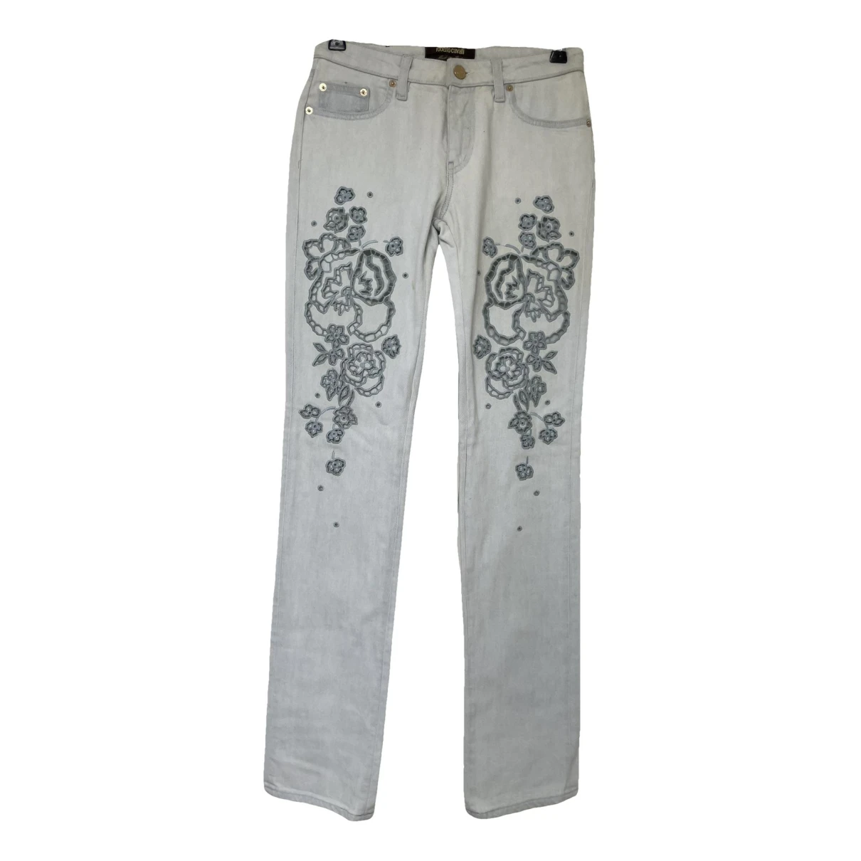 Pre-owned Roberto Cavalli Large Pants In Blue