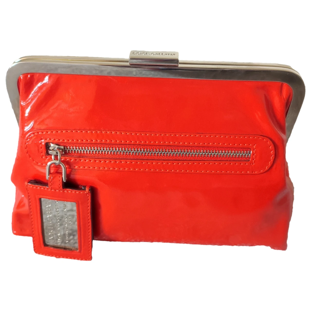 Pre-owned Dolce & Gabbana Patent Leather Mini Bag In Orange