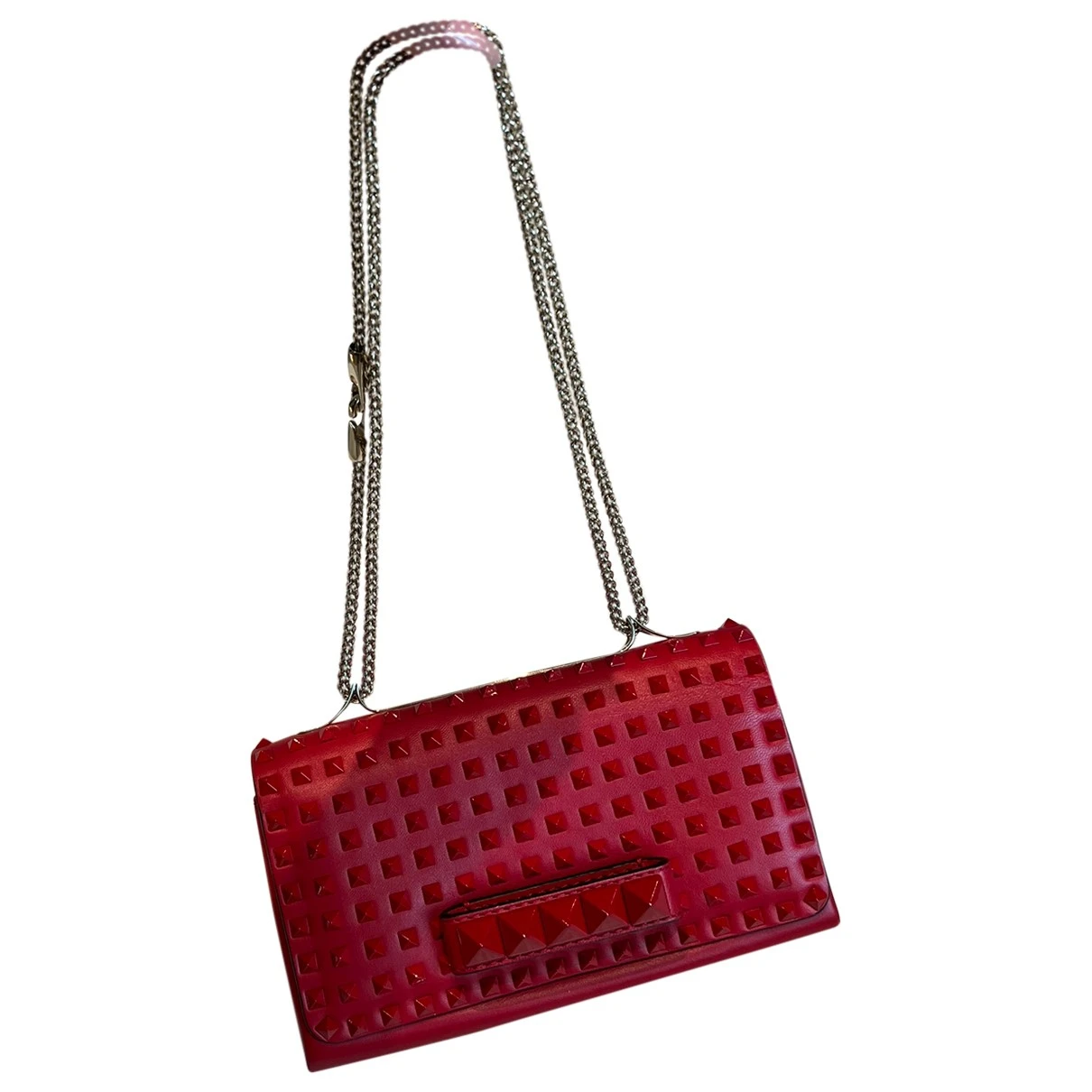 Pre-owned Valentino Garavani Vavavoom Leather Clutch Bag In Red
