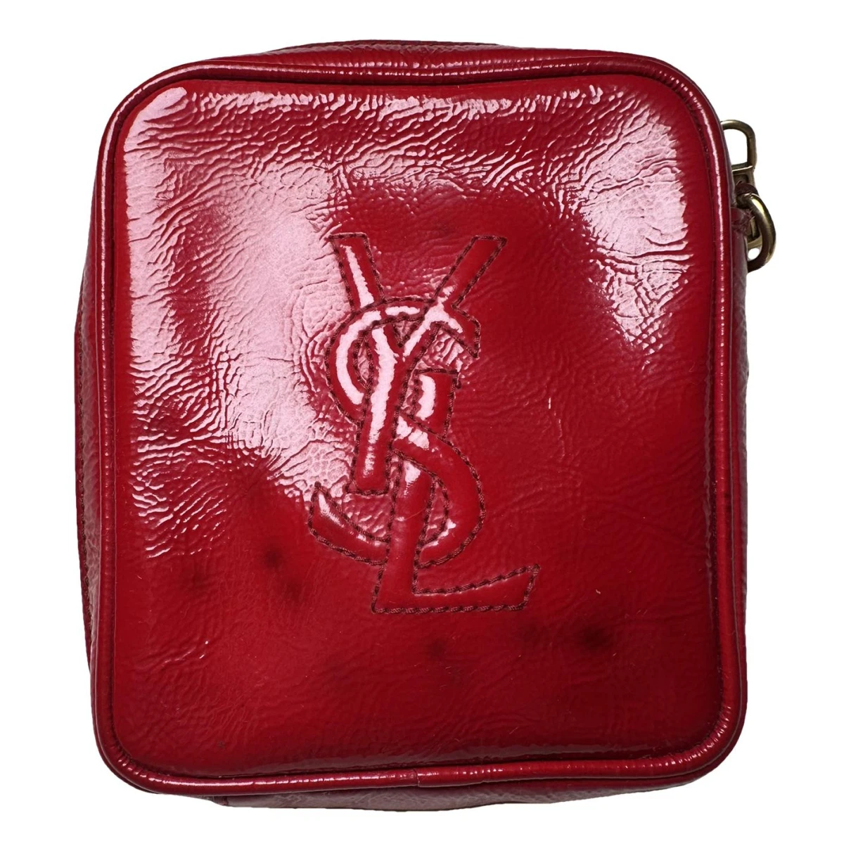 Pre-owned Saint Laurent Belle De Jour Patent Leather Purse In Red
