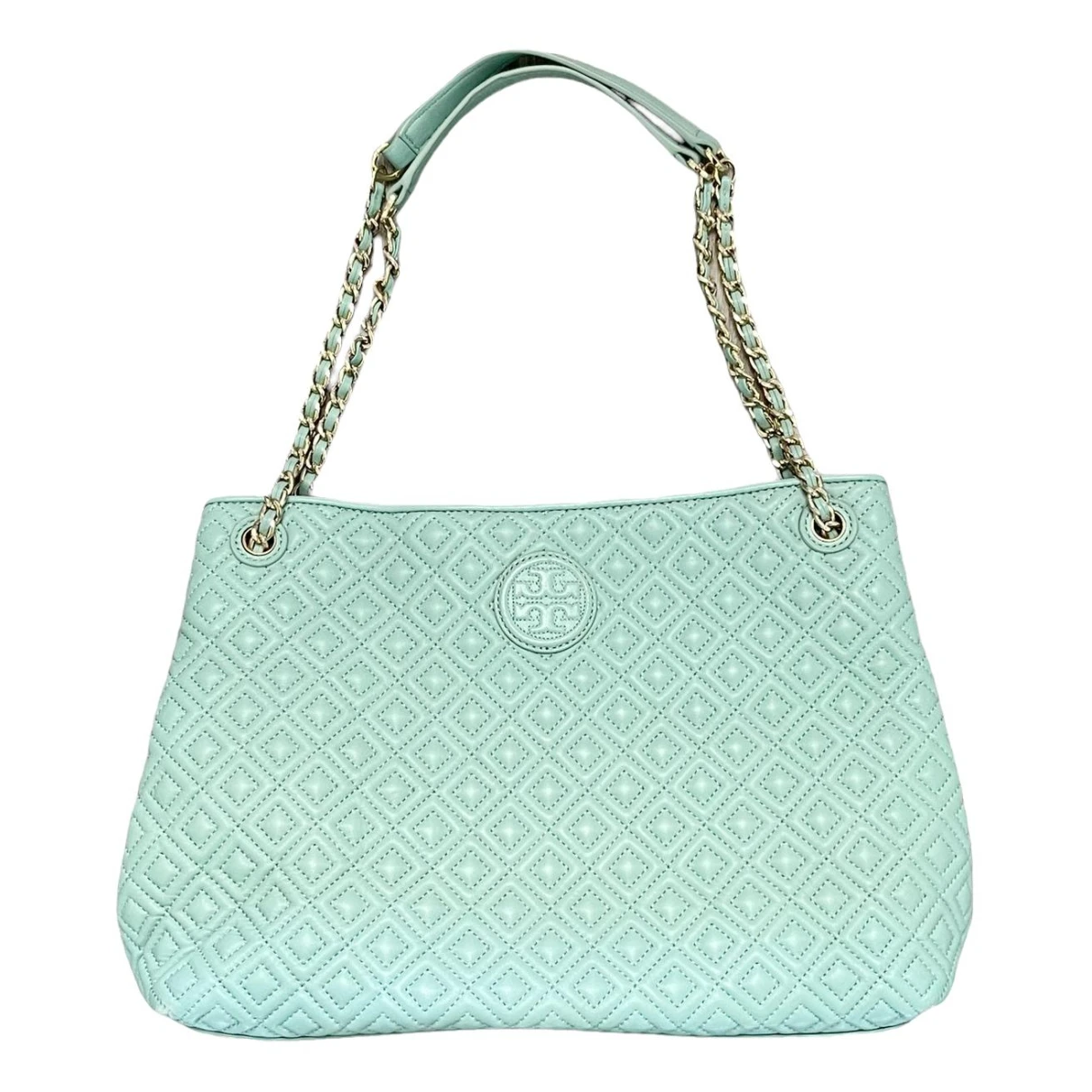 Pre-owned Tory Burch Leather Tote In Green