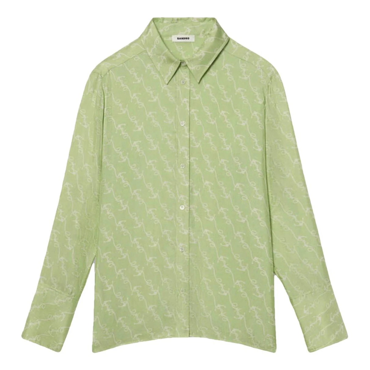 Pre-owned Sandro Silk Shirt In Green