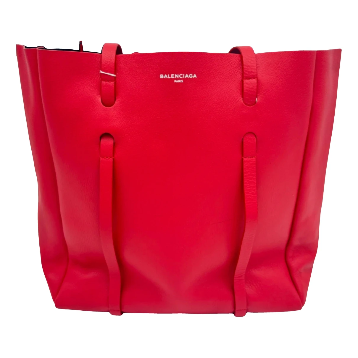 Pre-owned Balenciaga Eveyday Cabas Leather Tote In Red