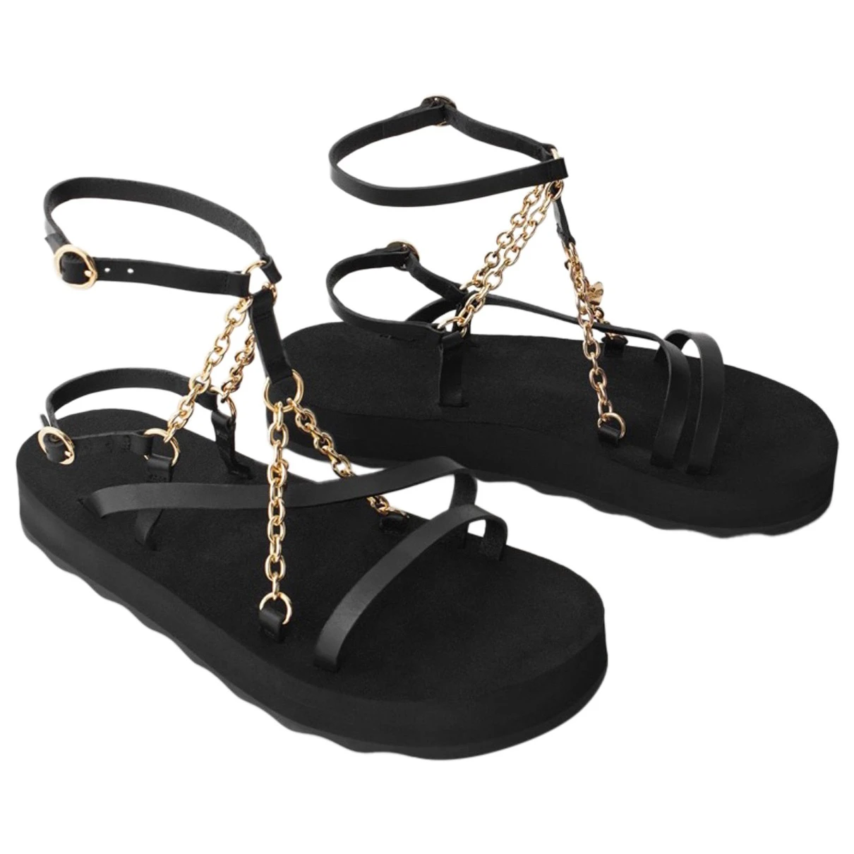 Pre-owned Maje Spring Summer 2021 Leather Sandals In Black
