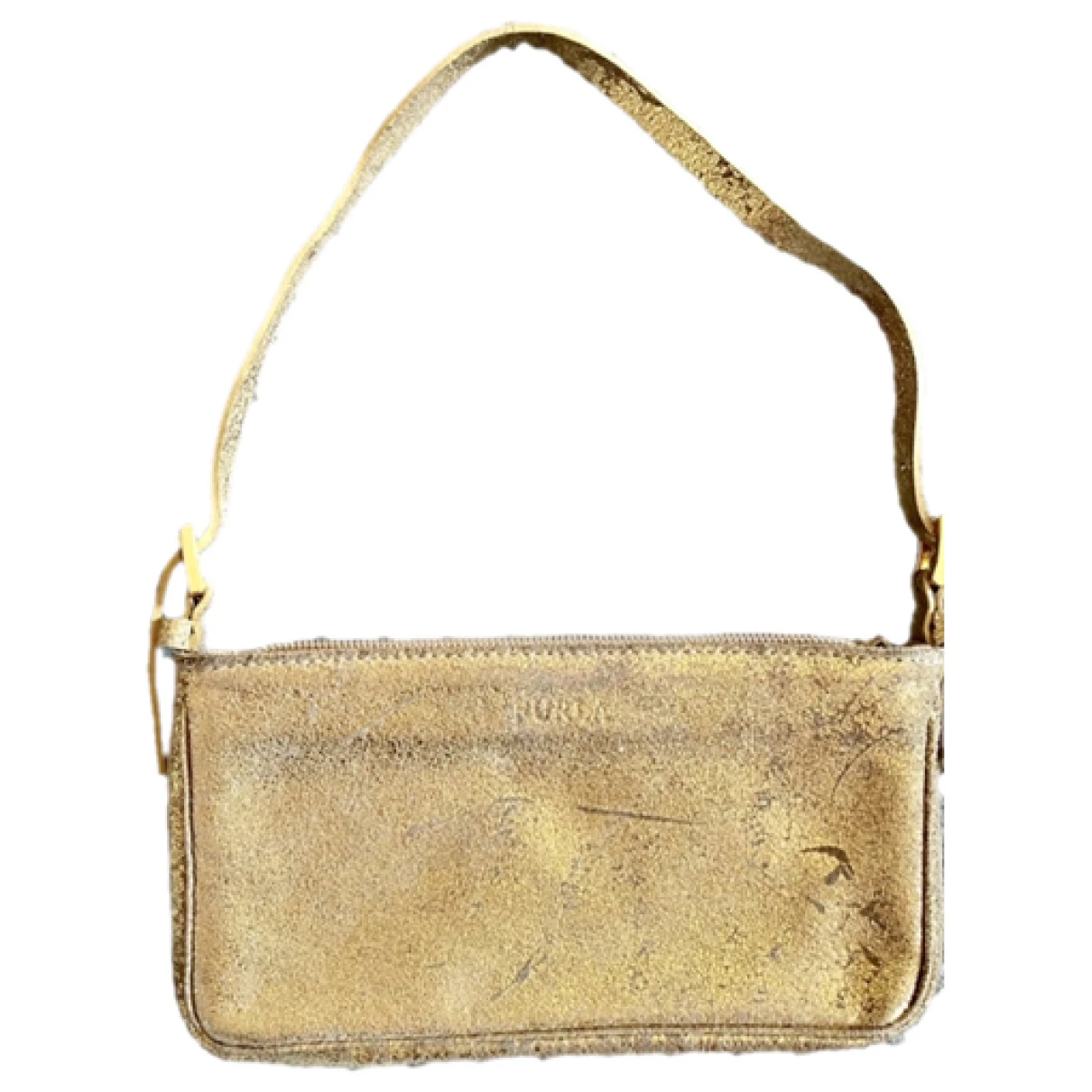 Pre-owned Furla Leather Clutch Bag In Gold
