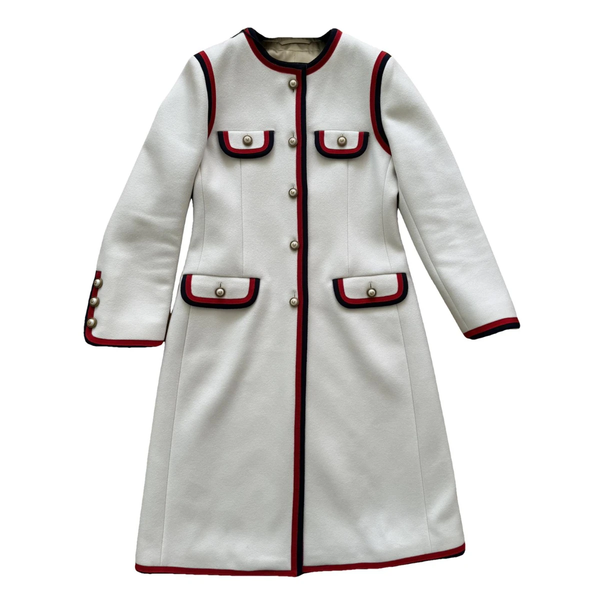 Pre-owned Gucci Wool Coat In White